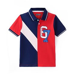 Pine Kids Cotton Knit Half Sleeves Polo T-Shirt Text Print - Multicolour