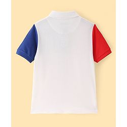 Pine Kids Cotton Half Sleeves Polo T-Shirt with Print - Snow White
