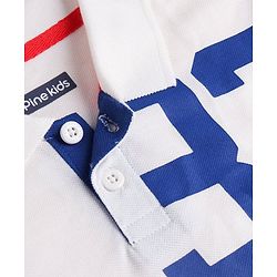 Pine Kids Cotton Half Sleeves Polo T-Shirt with Print - Snow White