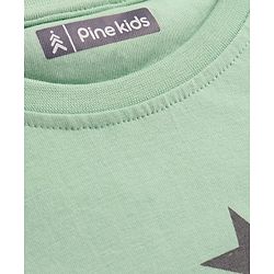 Pine Kids Cotton Knit Full Sleeves Tiger Printed T-Shirt - Sea Green