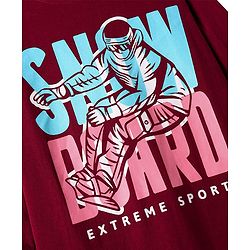 Pine Kids Cotton Knit Full Sleeves T-Shirt With Text Print - Maroon