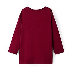Pine Kids Cotton Knit Full Sleeves T-Shirt With Text Print - Maroon