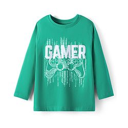 Pine Kids Cotton Knit Full Sleeves T-Shirt With Text Print - Mint