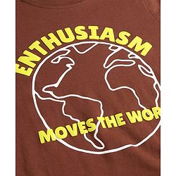 Pine Kids Cotton Knit Full Sleeves Text Printed T-Shirt - Brown