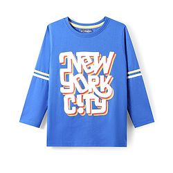Pine Kids Cotton Knit Full Sleeves T-Shirt With Text Print - Blue