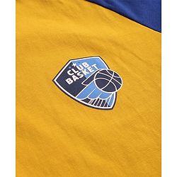 Pine Kids Cotton Knit Full Raglan Sleeves T-Shirt with Badge Print - Golden