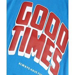 Pine Kids Cotton Knit Half Sleeves T-Shirt with Text Print - Blue