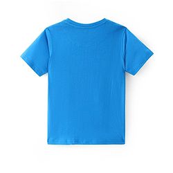 Pine Kids Cotton Knit Half Sleeves T-Shirt with Text Print - Blue