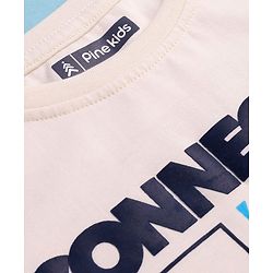 Pine Kids Cotton Knit Half Sleeves Text Printed T-Shirt - White