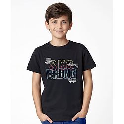 Pine Kids Cotton Knit Half Sleeves T-Shirt With Text Print - Black