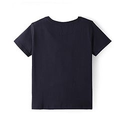 Pine Kids Cotton Knit Half Sleeves T-Shirt With Text Print - Black