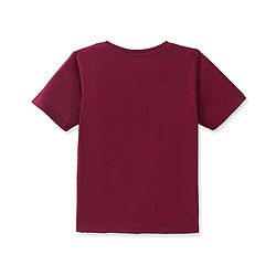 Pine Kids Cotton Knit Half Sleeves Text Printed T-Shirt - Dark Red