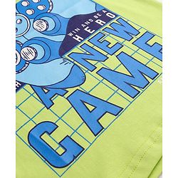 Pine Kids Cotton Knit Half Sleeves T-Shirts with Gamepad & Text Print - Lime