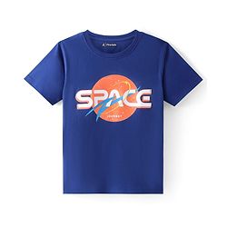 Pine Kids Cotton Knit Half Sleeves Text Printed T-Shirt - Navy Blue