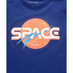 Pine Kids Cotton Knit Half Sleeves Text Printed T-Shirt - Navy Blue