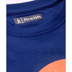 Pine Kids Cotton Knit Half Sleeves Text Printed T-Shirt - Navy Blue