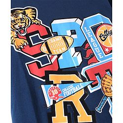 Pine Kids Cotton Knit Half Sleeves T-Shirt with Tiger Print - Navy Blue
