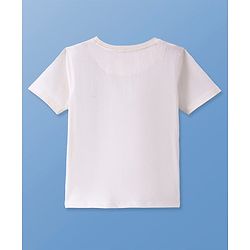 Pine Kids Cotton Knit Half Sleeves T-Shirt with Lion Foil  Print - White