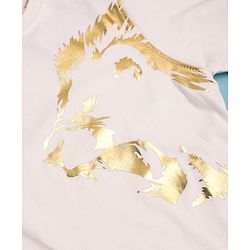 Pine Kids Cotton Knit Half Sleeves T-Shirt with Lion Foil  Print - White