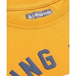 Pine Kids Cotton Knit Full Sleeves T-Shirt with Text Print - Golden