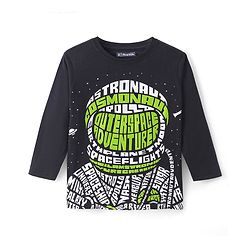 Pine Kids Cotton Knit Full Sleeves T-Shirt with Text Print - Black