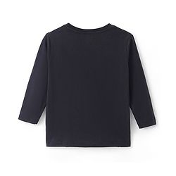 Pine Kids Cotton Knit Full Sleeves T-Shirt with Text Print - Black