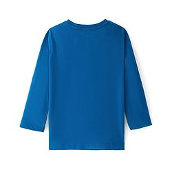 Pine Kids Cotton Knit Full Sleeves T-Shirt with Dino Print - Seaport Blue
