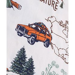 Pine Kids Cotton Knit Half Sleeves T-Shirt with Camping  Print - White