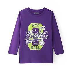 Pine Kids Cotton Knit Full Sleeves Text Printed T-Shirt - Violet