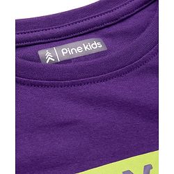 Pine Kids Cotton Knit Full Sleeves Text Printed T-Shirt - Violet