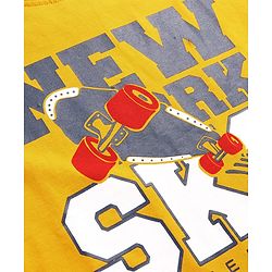 Pine Kids 100% Cotton Knit Full Sleeves T-Shirt with Text Print - Yellow