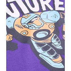Pine Kids Cotton Knit Full Sleeves T-Shirt With Robot & Text Print - Purple