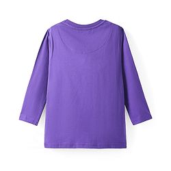 Pine Kids Cotton Knit Full Sleeves T-Shirt With Robot & Text Print - Purple