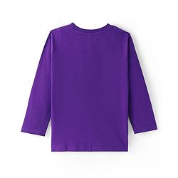 Pine Kids Cotton Knit Full Sleeve T-Shirt with Text Print  - Violet Indigo