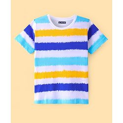 Pine Kids Cotton Knit Half Sleeves  T-Shirt with  Gradient Stripes - Multicolor