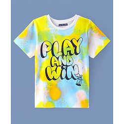 Pine Kids Cotton Knit Half Sleeves T-Shirts with Play And Win Print - White