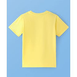 Pine Kids Cotton Knit Half Sleeves Night Suit with Text Print - Lemon & Navy Blue