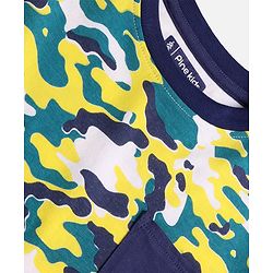 Pine Kids Cotton Knit Half Sleeves Night Suit with Camouflage Print - Navy Peony