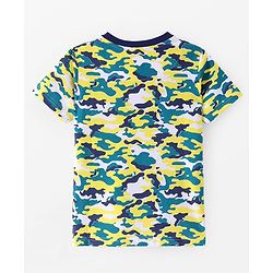 Pine Kids Cotton Knit Half Sleeves Night Suit with Camouflage Print - Navy Peony