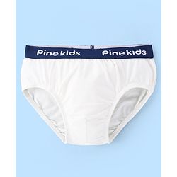 Pine Kids Cotton Lycra Knit Briefs Solid Colour Pack of 3 - White