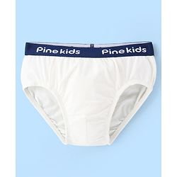 Pine Kids Cotton Lycra Knit Briefs Solid Colour Pack of 3 - White