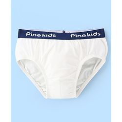 Pine Kids Cotton Lycra Knit Briefs Solid Colour Pack of 3 - White