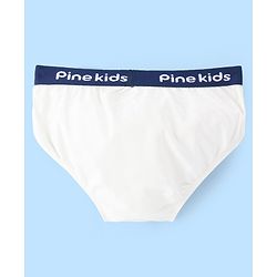 Pine Kids Cotton Lycra Knit Briefs Solid Colour Pack of 3 - White
