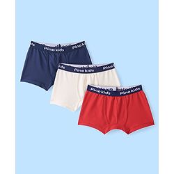 Pine Kids Cotton Lycra Solid Trunks Pack of 3 - ( Color May Vary)