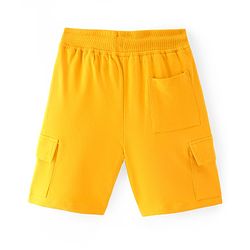 Pine Kids Cotton Knit Above Knee Length Text Print  Shorts -Gold Pine