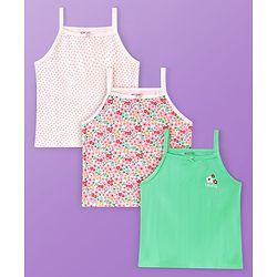 Pine Kids Cotton Lycra Knit Sleeveless Slips Floral & Heart Print Pack Of 3 (Color May Vary)