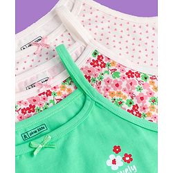 Pine Kids Cotton Lycra Knit Sleeveless Slips Floral & Heart Print Pack Of 3 (Color May Vary)