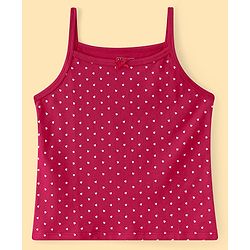 Pine Kids Cotton Lycra Knit Sleeveless Slips Heart Print Pack Of 3 (Color May Vary)
