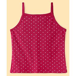 Pine Kids Cotton Lycra Knit Sleeveless Slips Heart Print Pack Of 3 (Color May Vary)