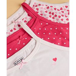 Pine Kids Cotton Lycra Knit Sleeveless Slips Heart Print Pack Of 3 (Color May Vary)